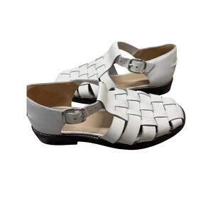 Everlane White Leather Woven Fisherman Sandals Women's Size 5.5